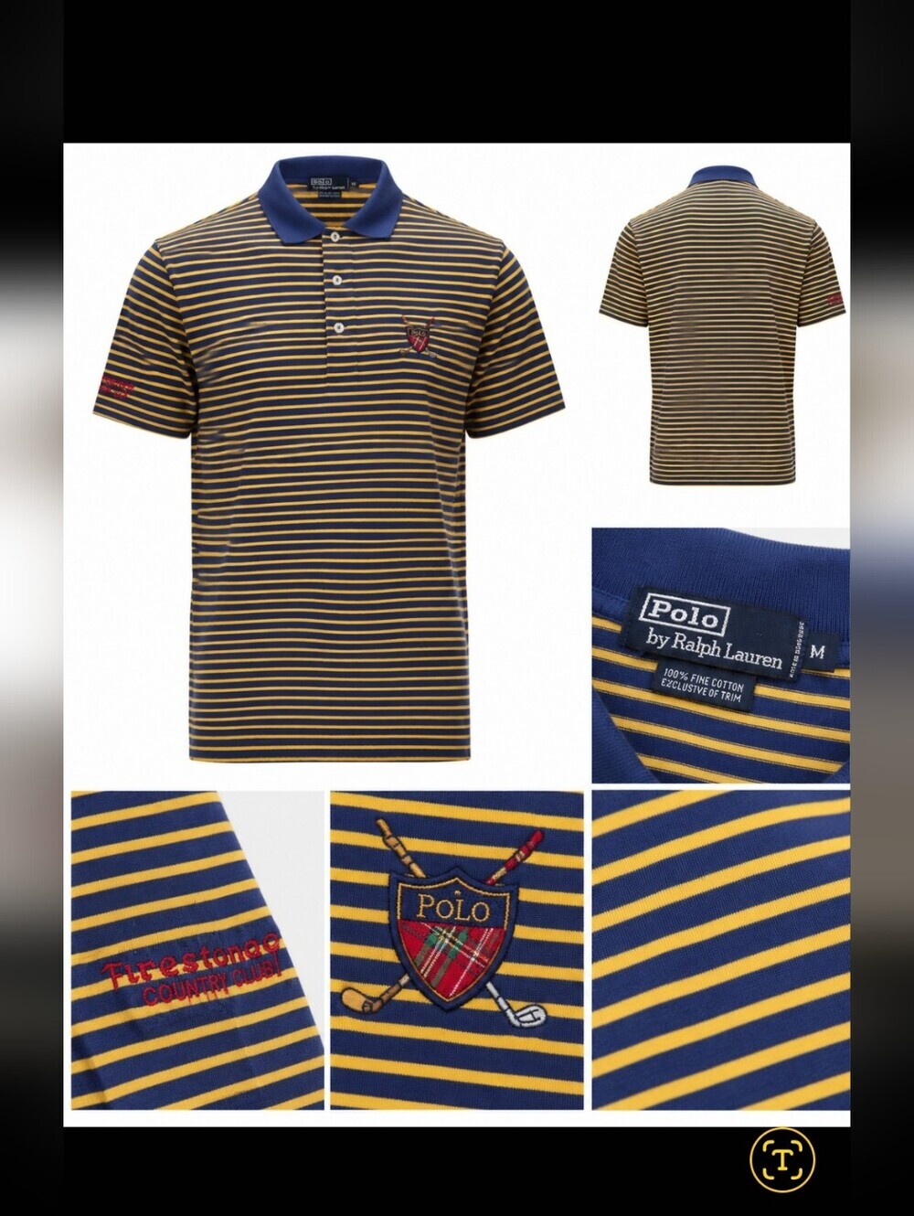 Polo Ralph Lauren Crest Logo Golf Polo Shirt Men M Firestone Country Club.